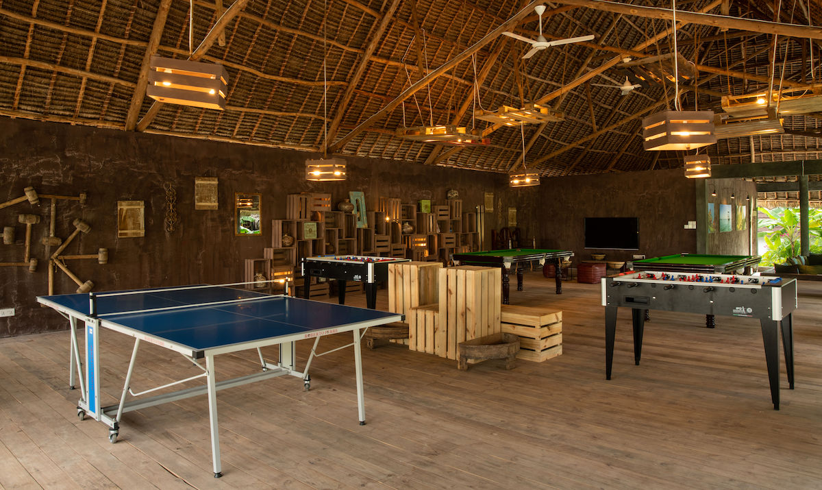Games room ping pong table at Fun Beach Hotel Zanzibar