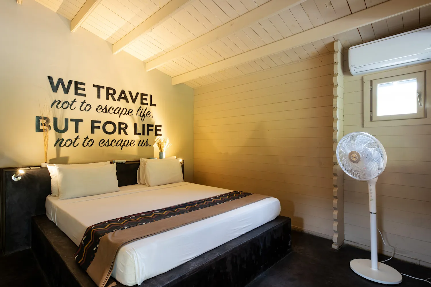 Zanzibar hotel La Luna Suite Apartments double bed with fan and AC unit Our Zanzibar Hotel Group