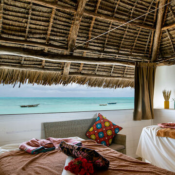 Zanzibar hotel The Loop Beach Resort two massage tables with views on Indian Ocean Our Zanzibar Hotel Group