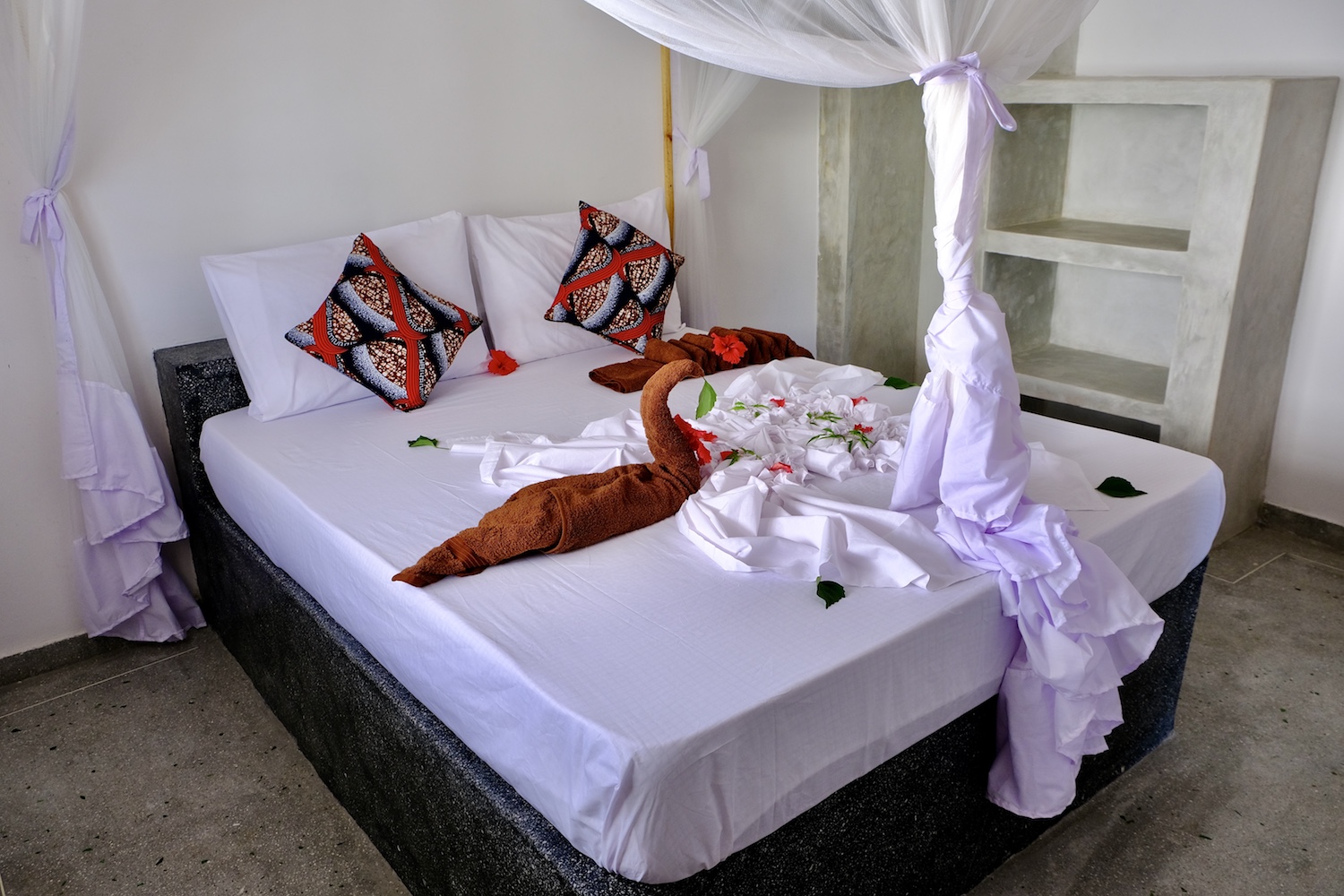 Our Zanzibar Group Nyumbani Residence first bedroom double bed and wardrobe