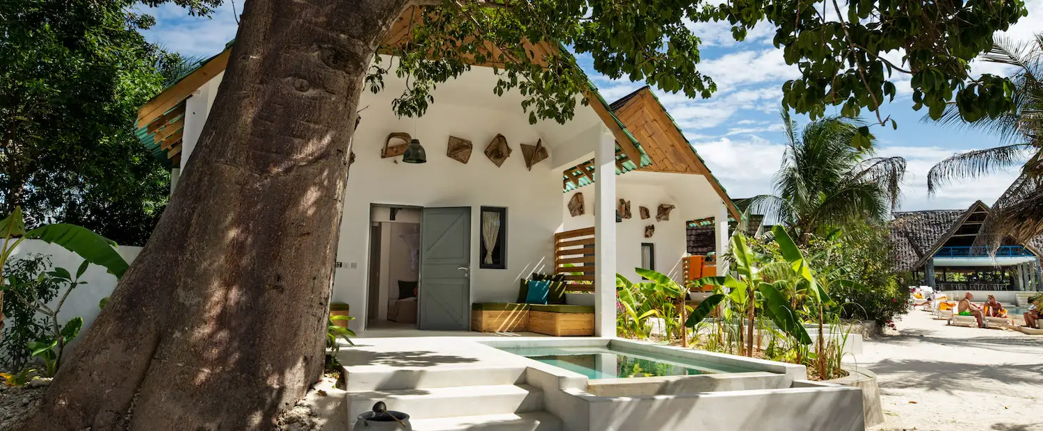 Suite rooms with sea view pool and veranda area at Fun Beach Hotel Zanzibar